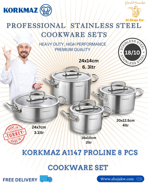 Korkmaz A1147 Proline 8 Pcs Cookware Set