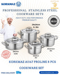 Korkmaz A1147 Proline 8 Pcs Cookware Set