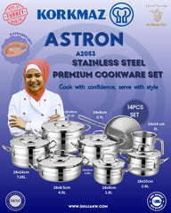 Korkmaz A2053 Astra2" 14Pcs Cookware Set