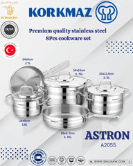 Korkmaz Astron 8 Pcs Cookware Set A2055