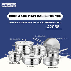 Korkmaz Astron 12 Pcs Cookware Set A2056