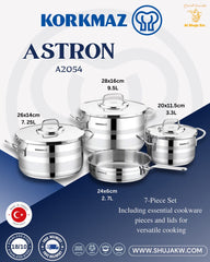 Korkmaz Astron 7 Pcs Cookware Set A2054