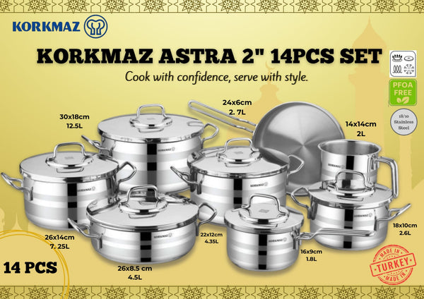Korkmaz A2053 Astra2" 14Pcs Cookware Set